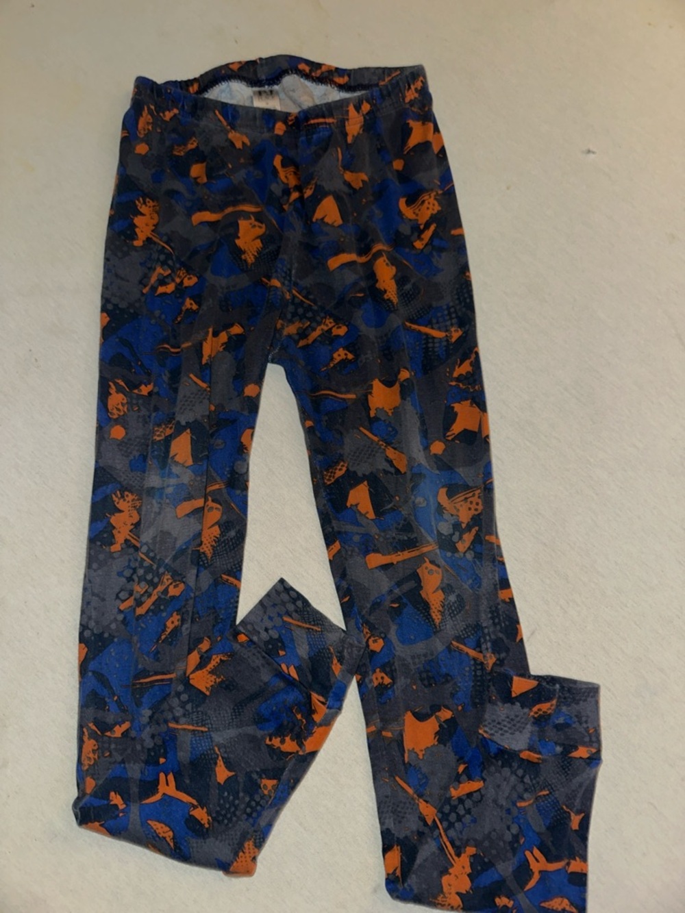 Kids Size 16 Place Blue and Orange Abstract Print Pajama Pants